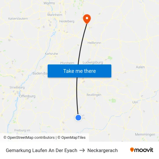 Gemarkung Laufen An Der Eyach to Neckargerach map