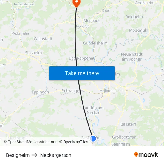 Besigheim to Neckargerach map