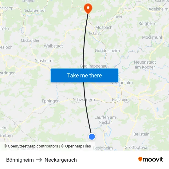Bönnigheim to Neckargerach map