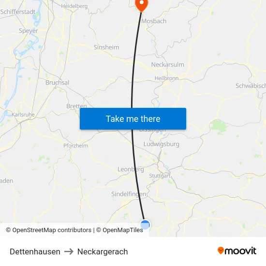 Dettenhausen to Neckargerach map