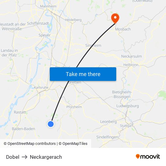 Dobel to Neckargerach map