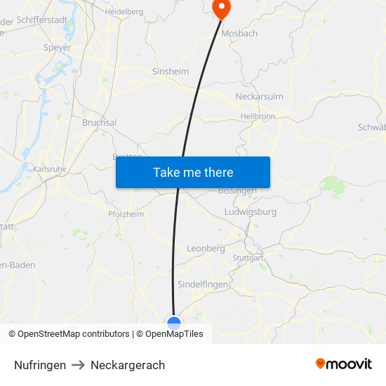 Nufringen to Neckargerach map