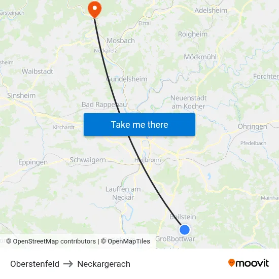 Oberstenfeld to Neckargerach map