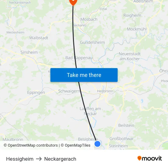 Hessigheim to Neckargerach map