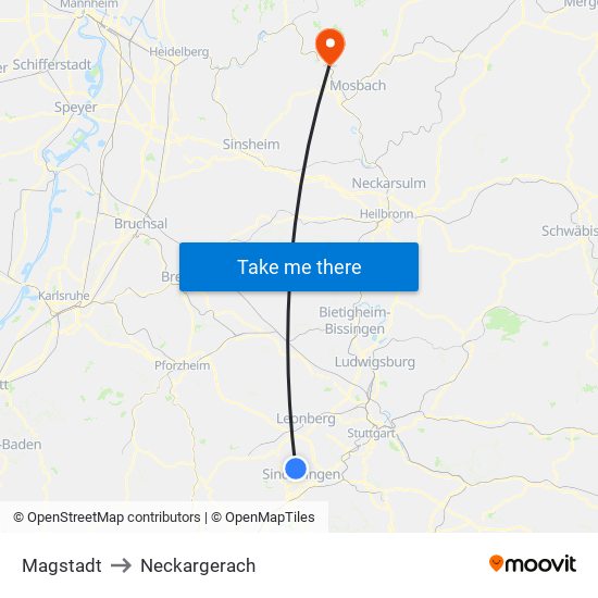 Magstadt to Neckargerach map