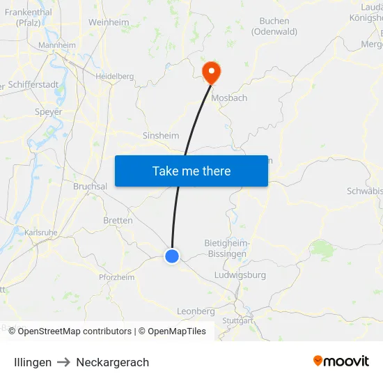 Illingen to Neckargerach map