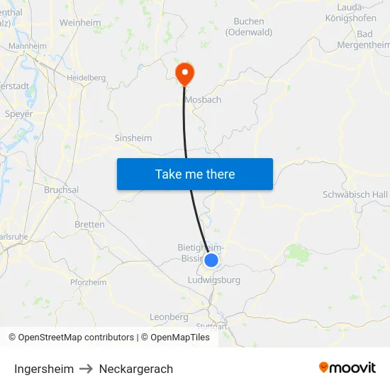 Ingersheim to Neckargerach map