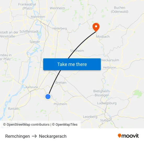 Remchingen to Neckargerach map