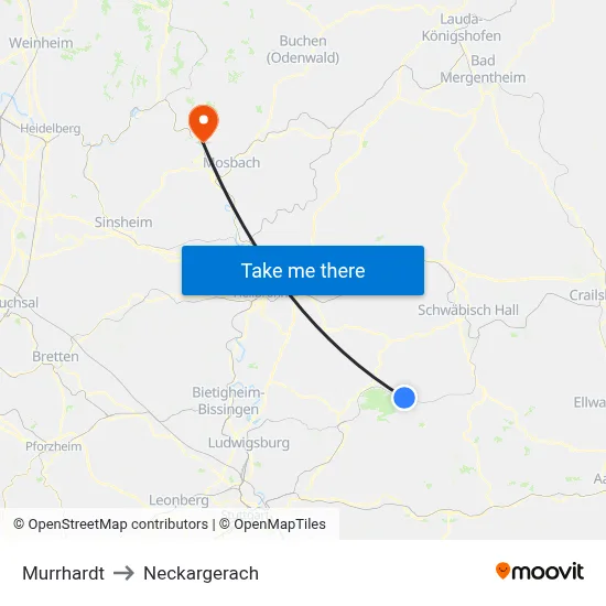 Murrhardt to Neckargerach map