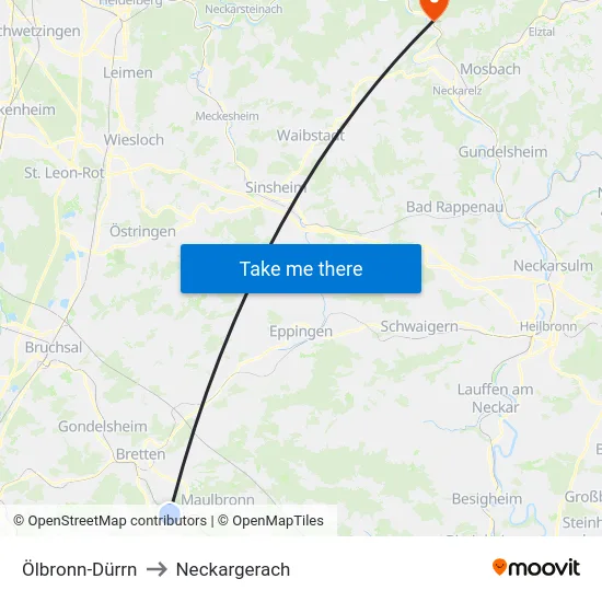 Ölbronn-Dürrn to Neckargerach map