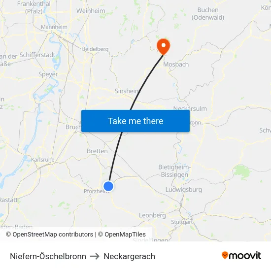 Niefern-Öschelbronn to Neckargerach map