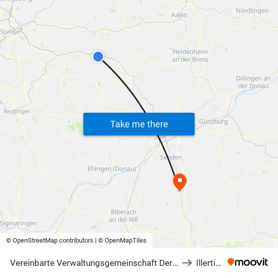 Vereinbarte Verwaltungsgemeinschaft Der Stadt Göppingen to Illertissen map