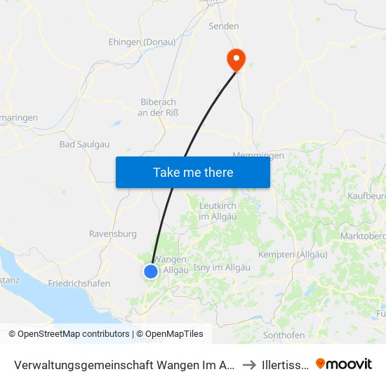 Verwaltungsgemeinschaft Wangen Im Allgäu to Illertissen map