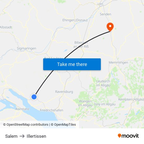 Salem to Illertissen map