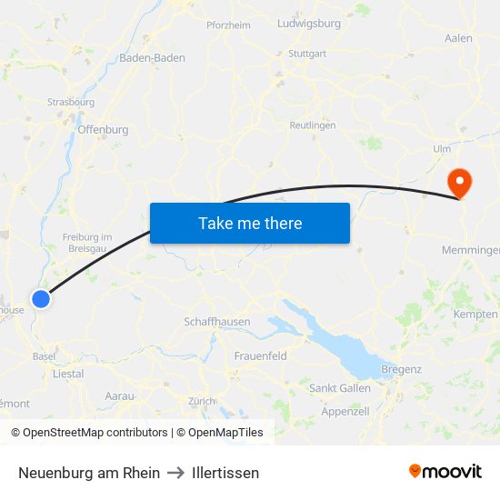 Neuenburg am Rhein to Illertissen map