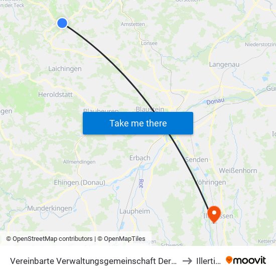 Vereinbarte Verwaltungsgemeinschaft Der Gemeinde Deggingen to Illertissen map