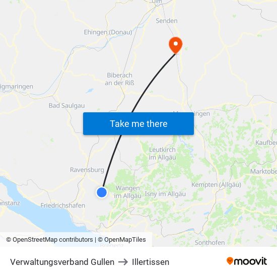 Verwaltungsverband Gullen to Illertissen map