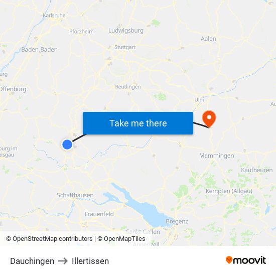 Dauchingen to Illertissen map