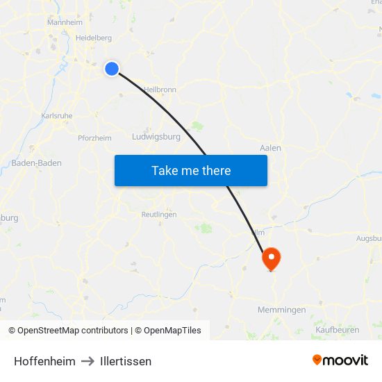 Hoffenheim to Illertissen map