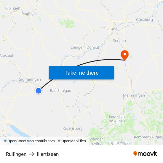 Rulfingen to Illertissen map