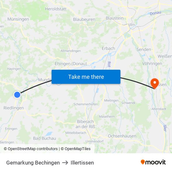 Gemarkung Bechingen to Illertissen map
