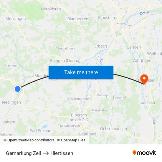 Gemarkung Zell to Illertissen map