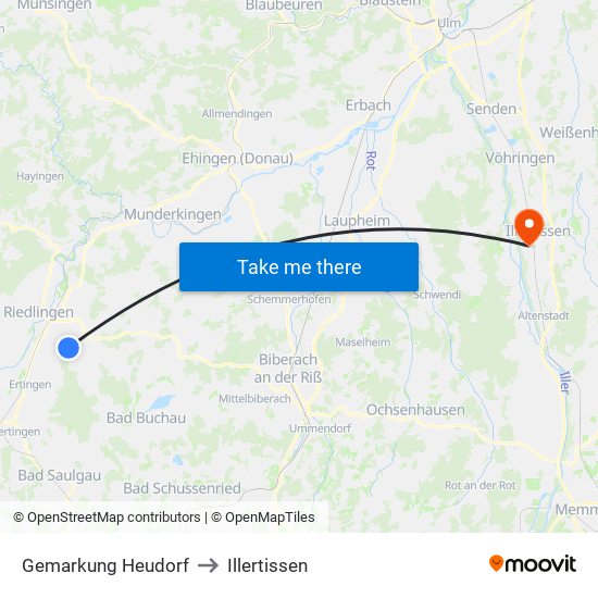 Gemarkung Heudorf to Illertissen map