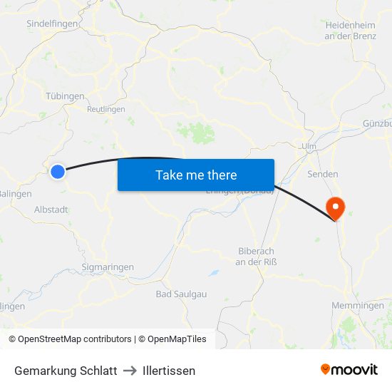 Gemarkung Schlatt to Illertissen map