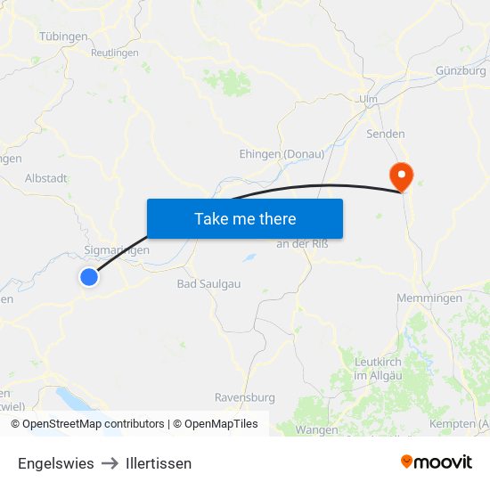 Engelswies to Illertissen map