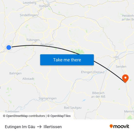 Eutingen Im Gäu to Illertissen map