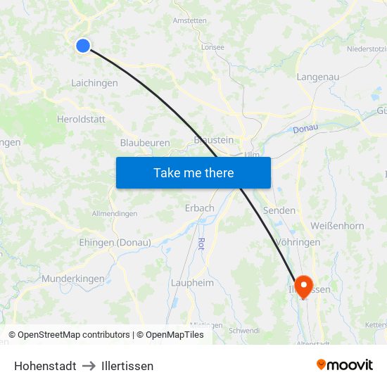 Hohenstadt to Illertissen map