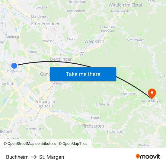 Buchheim to St. Märgen map