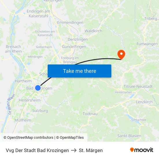 Vvg Der Stadt Bad Krozingen to St. Märgen map