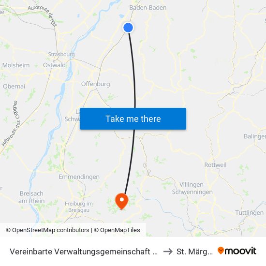 Vereinbarte Verwaltungsgemeinschaft Bühl to St. Märgen map