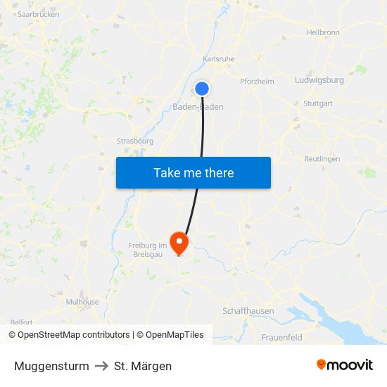 Muggensturm to St. Märgen map
