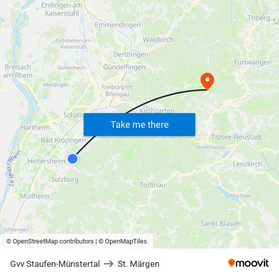 Gvv Staufen-Münstertal to St. Märgen map