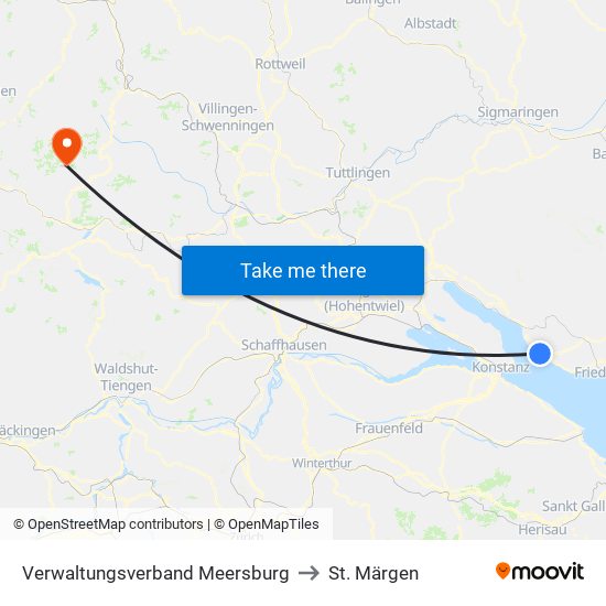 Verwaltungsverband Meersburg to St. Märgen map