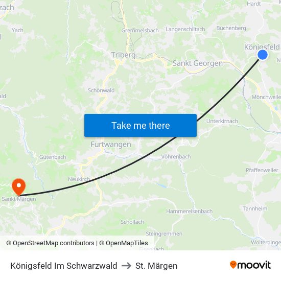 Königsfeld Im Schwarzwald to St. Märgen map