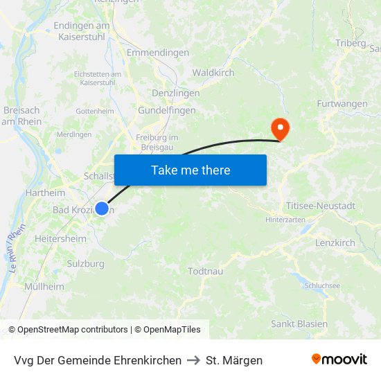 Vvg Der Gemeinde Ehrenkirchen to St. Märgen map