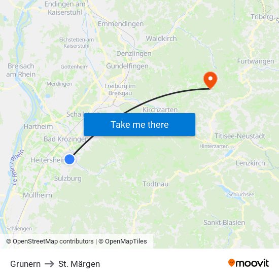 Grunern to St. Märgen map