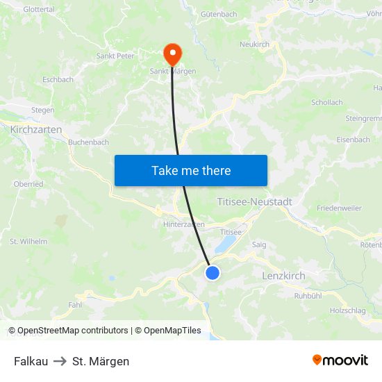 Falkau to St. Märgen map