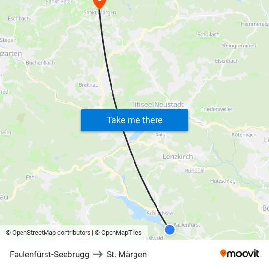 Faulenfürst-Seebrugg to St. Märgen map