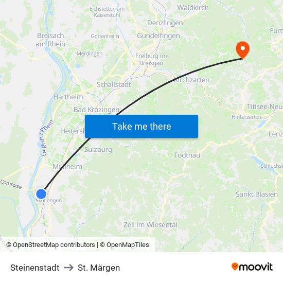 Steinenstadt to St. Märgen map