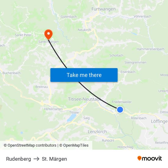 Rudenberg to St. Märgen map