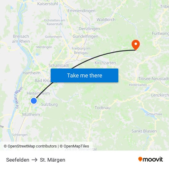 Seefelden to St. Märgen map