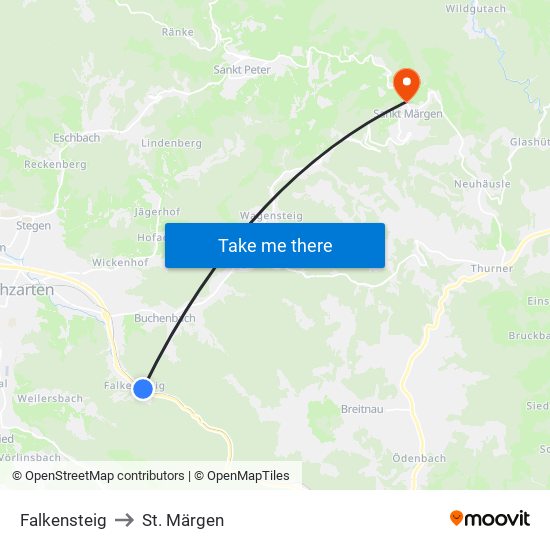 Falkensteig to St. Märgen map