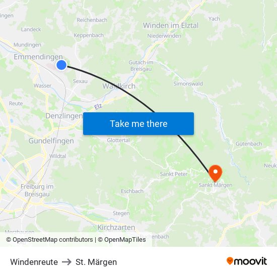 Windenreute to St. Märgen map