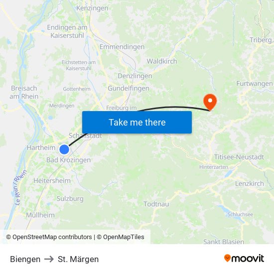 Biengen to St. Märgen map