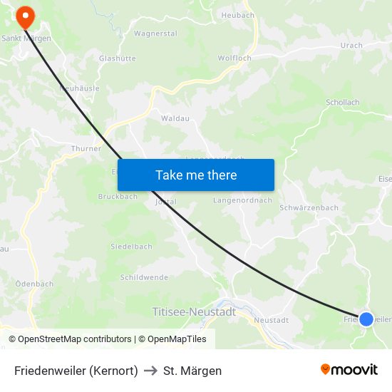 Friedenweiler (Kernort) to St. Märgen map