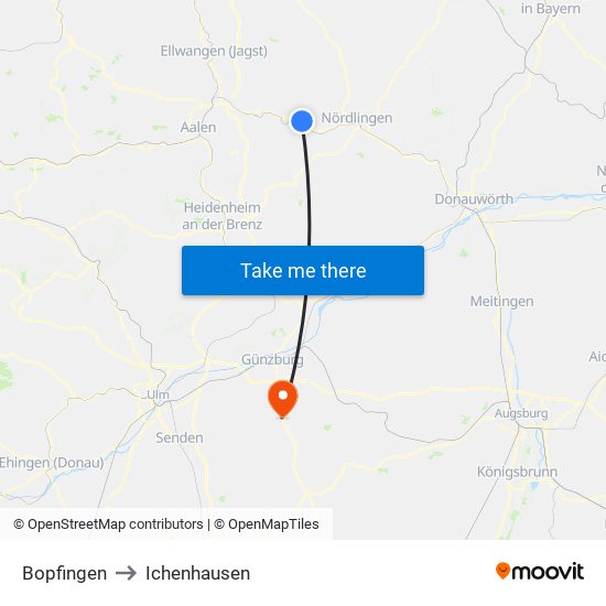 Bopfingen to Ichenhausen map